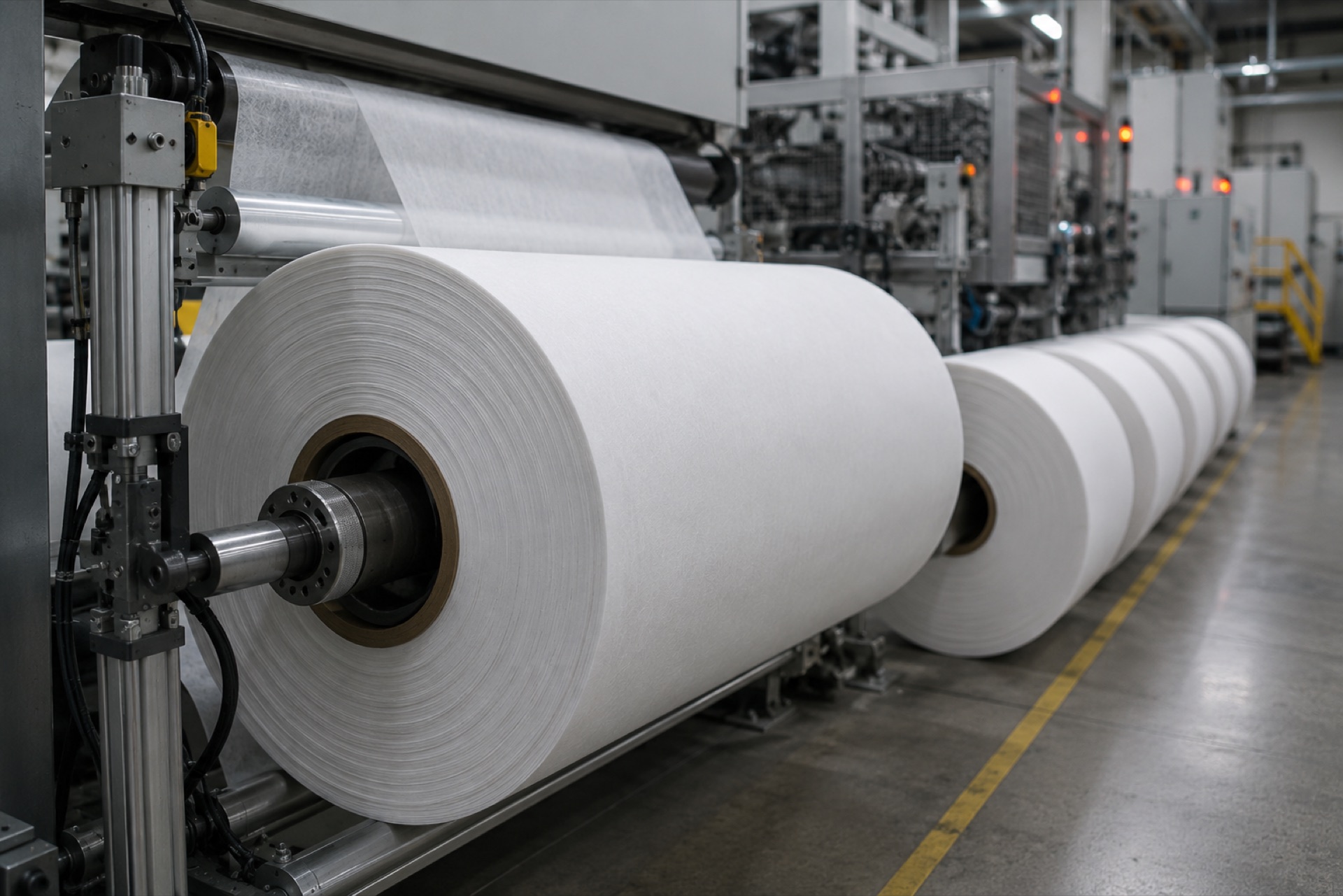 Wide-format rolls of NXTNANO nanofiber filter media on the production line